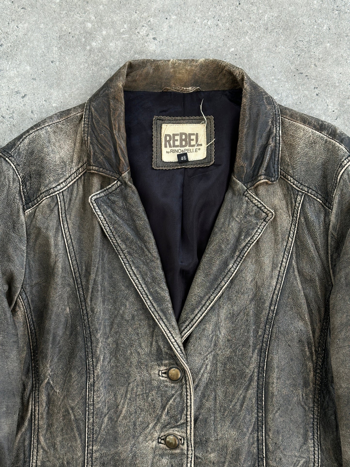 Vintage Aged Leather Blazer Jacket - M