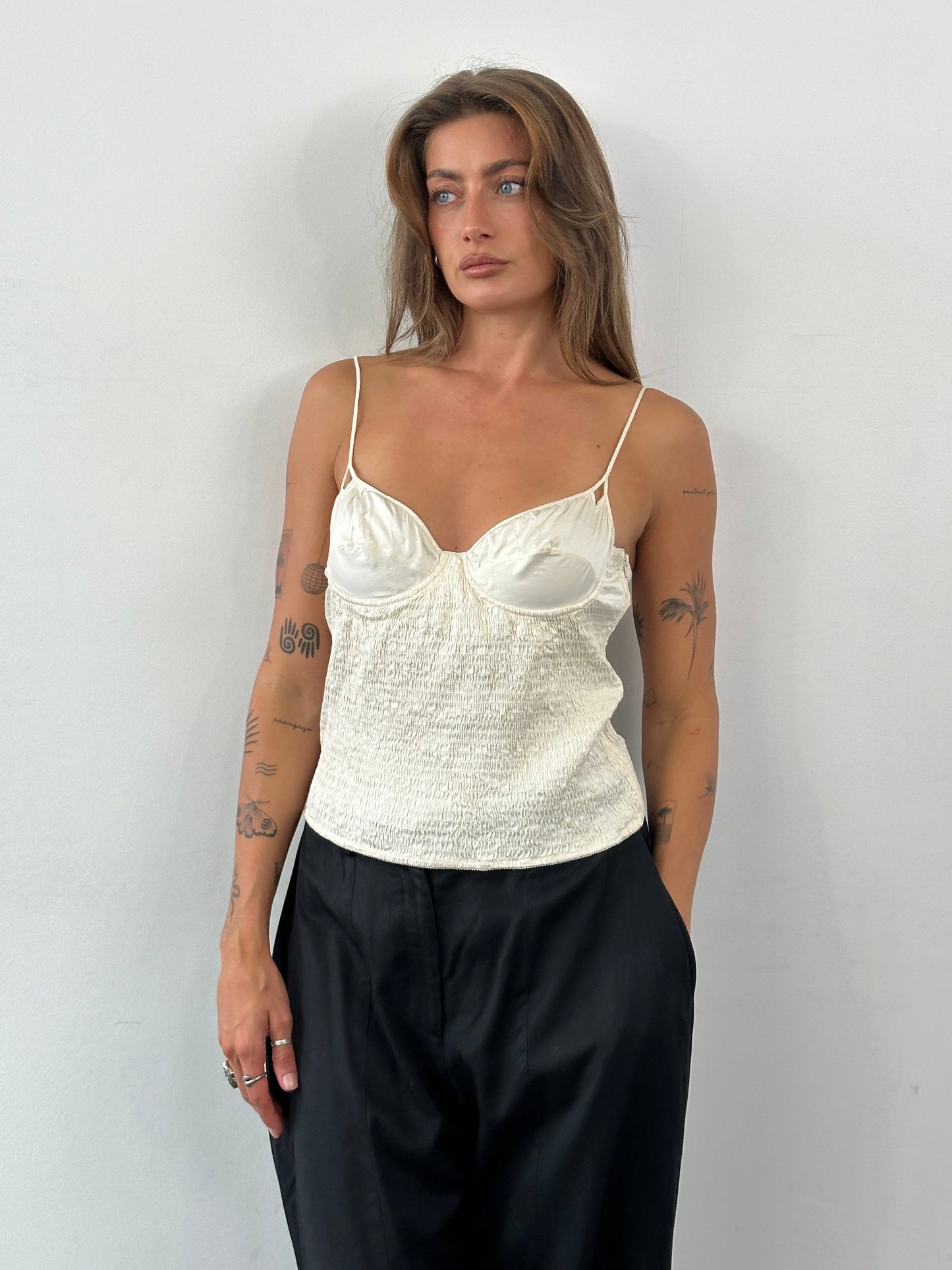 Giorgio Armani 1990s Silk Ruched Top - M