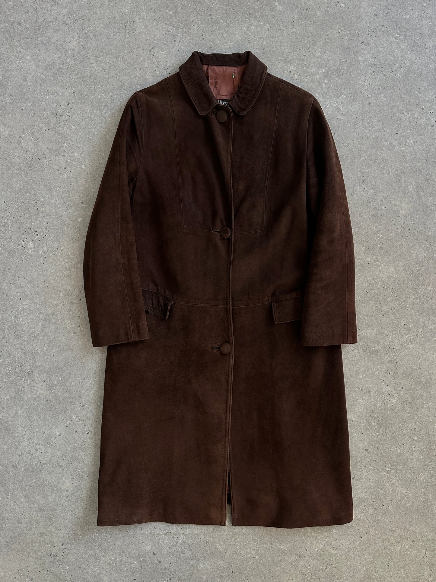 Pierre Balmain Alligator 1980s Suede Trench Coat - S/M