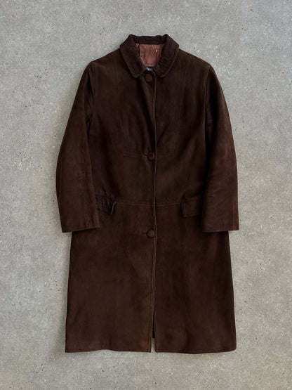 Pierre Balmain Alligator 1980s Suede Trench Coat - S/M