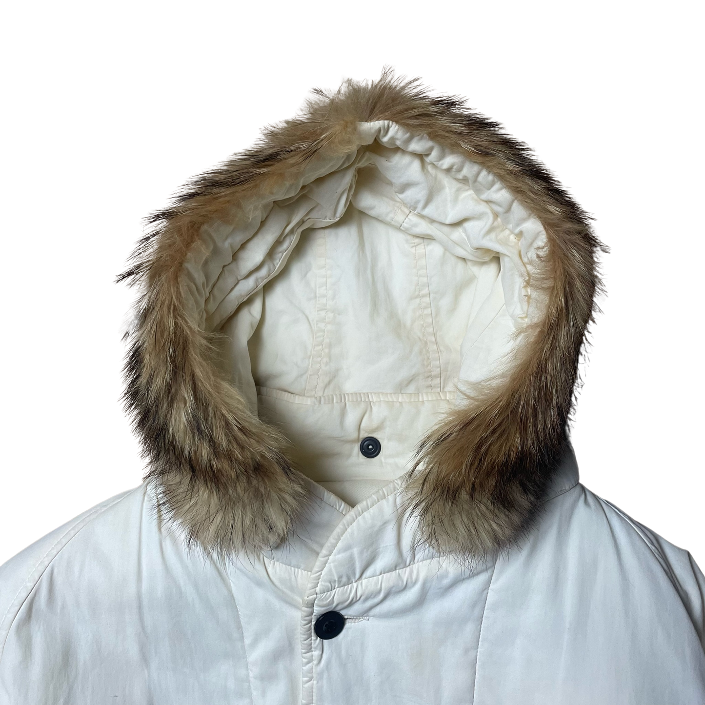 A/W 1985 White Coyote Fur Trim Hood Jock Country Jacket