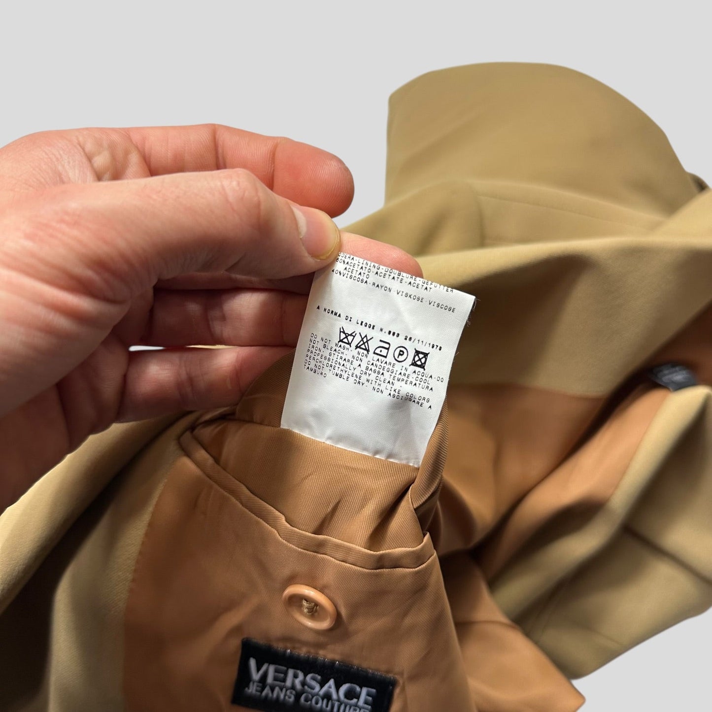 Versace Jeans Couture 00’s Camel Rayon Blazer Suit Jacket - IT50 (M/L) | Default Title, Brown