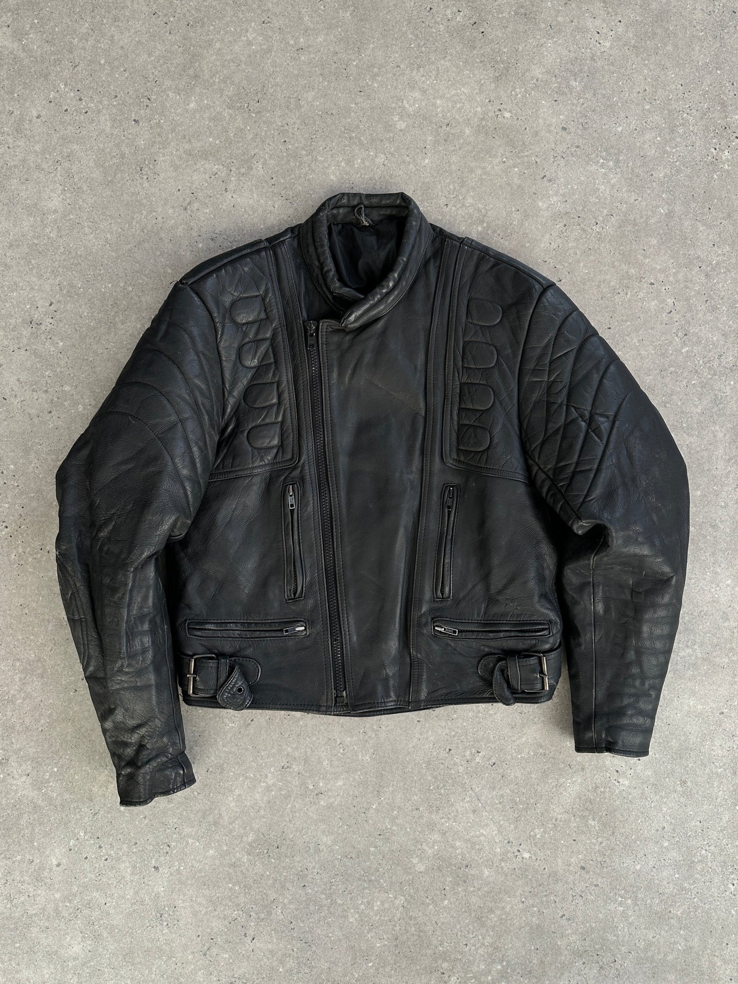 Vintage Structured Motorcycle Leather Jacket - L/XL