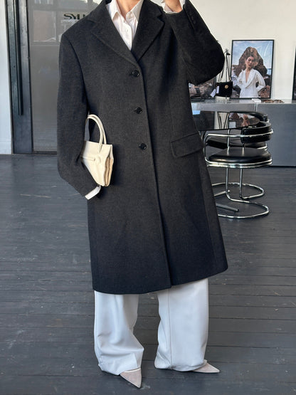 Italian Vintage 1990s Wool Cashmere Coat - XL