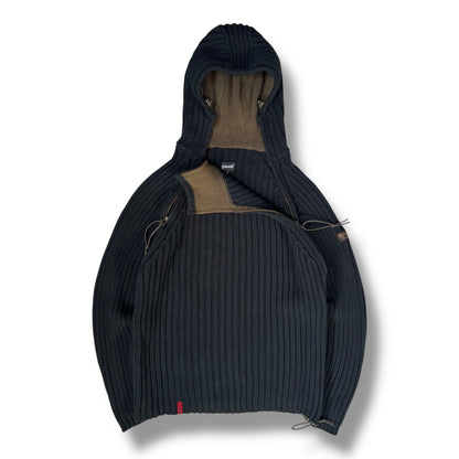 Schott NYC 00’s Dual Zip Knitted Balaclava Hoodie L | Large, Charcoal