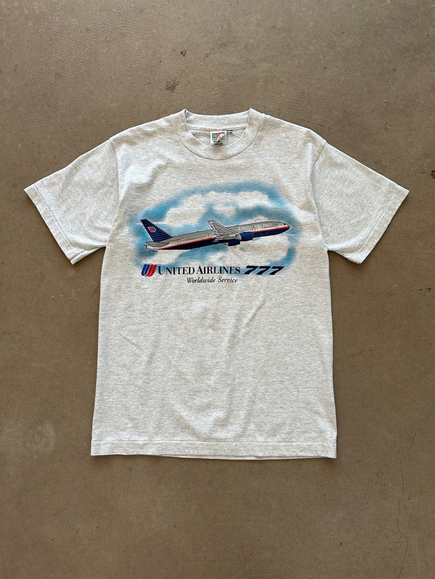 1990’s United Airlines 777 T-shirt - M | Medium, Red