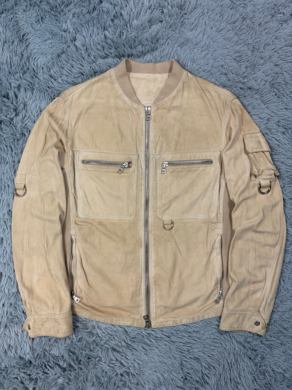 Prada Sport 00’s Suede Leather D-ring Cargo Biker Jacket - M | O/S, Beige