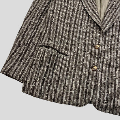 Gucci 1970’s Tweed Striped Wool Blazer Jacket - IT46 (S/M) | Default Title, Black, White
