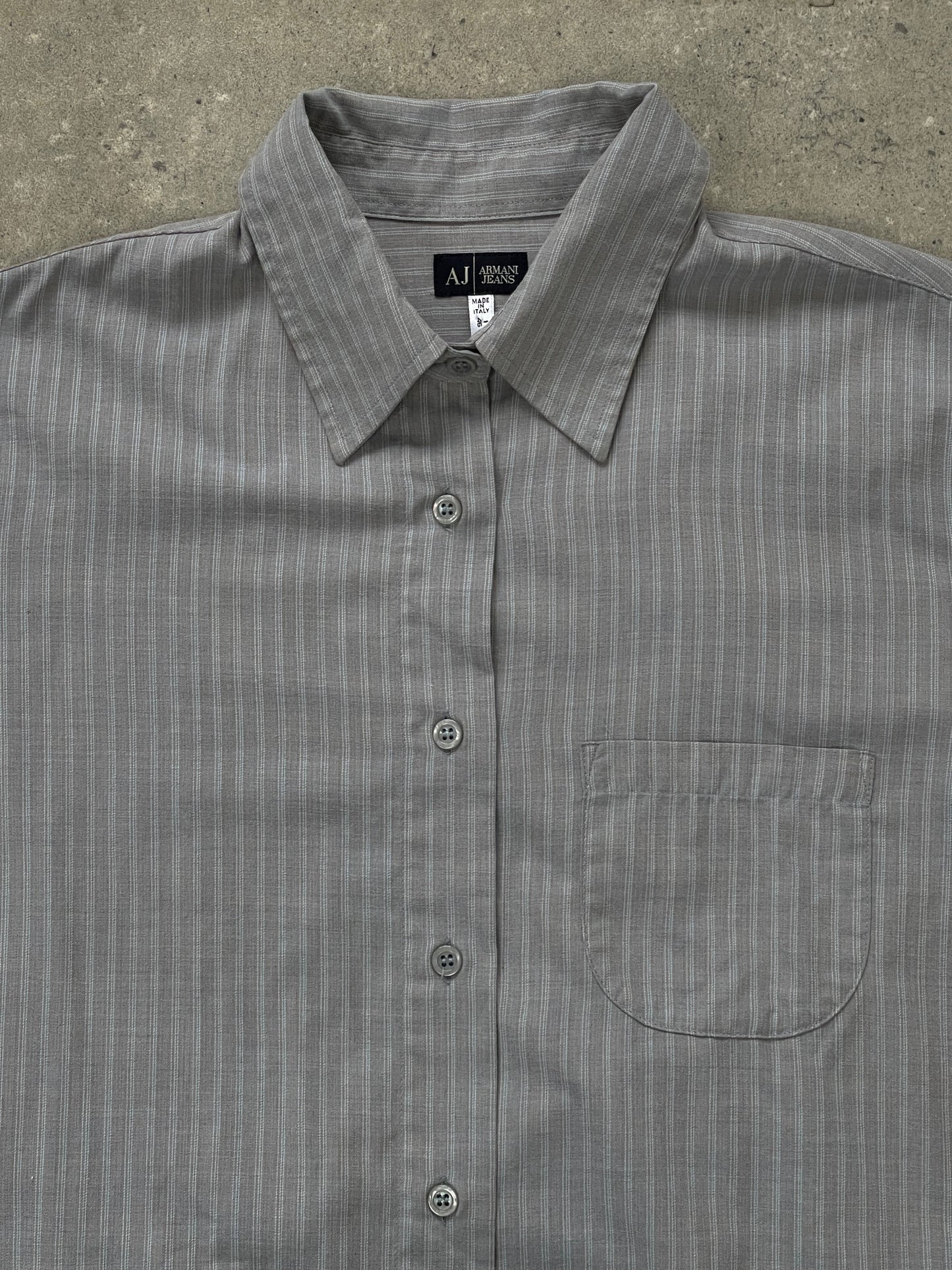 Armani Jeans 2000s Stripe Logo Shirt - M