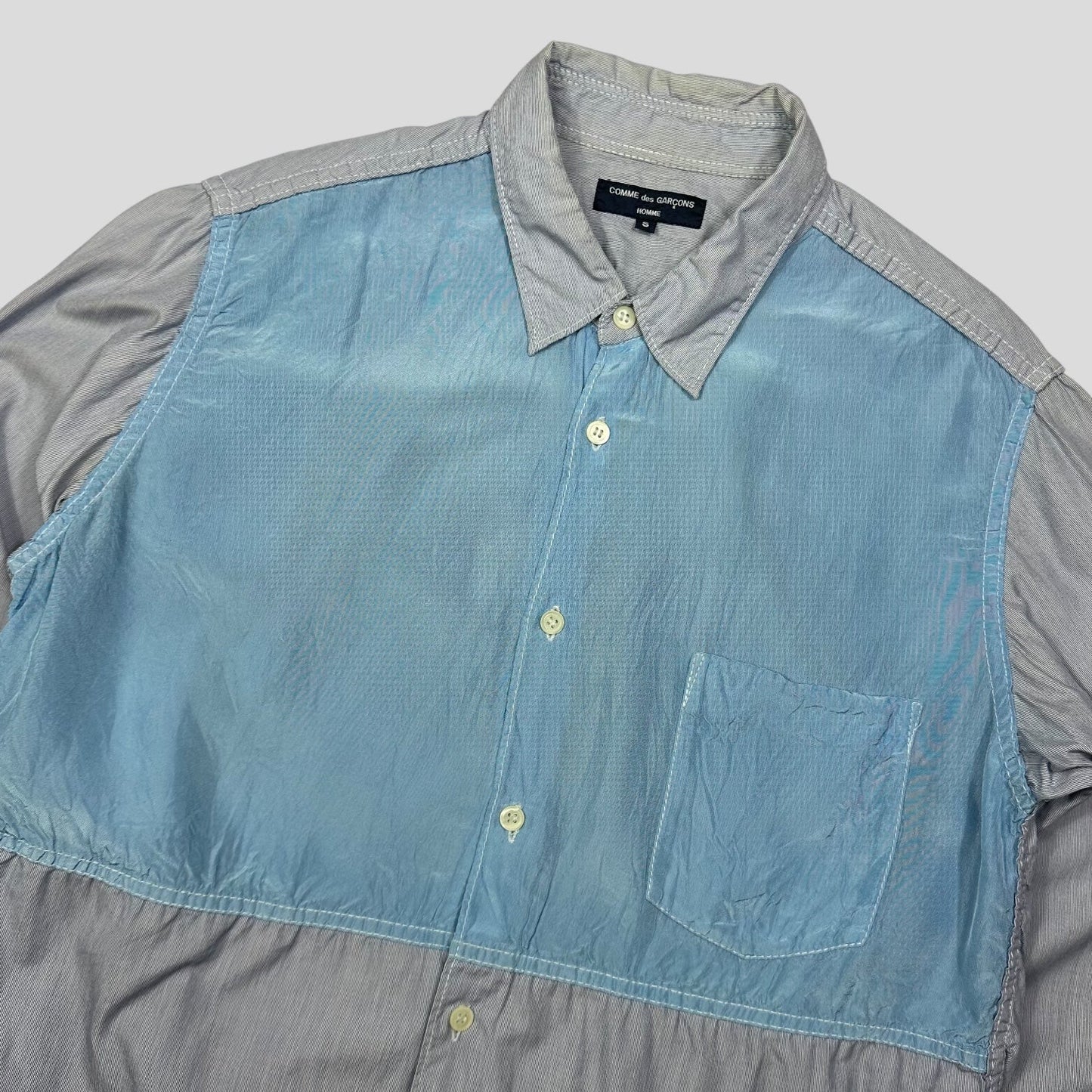 Comme Des Garçons Homme 2008 Iridescent Panelled Striped Shirt - S/M