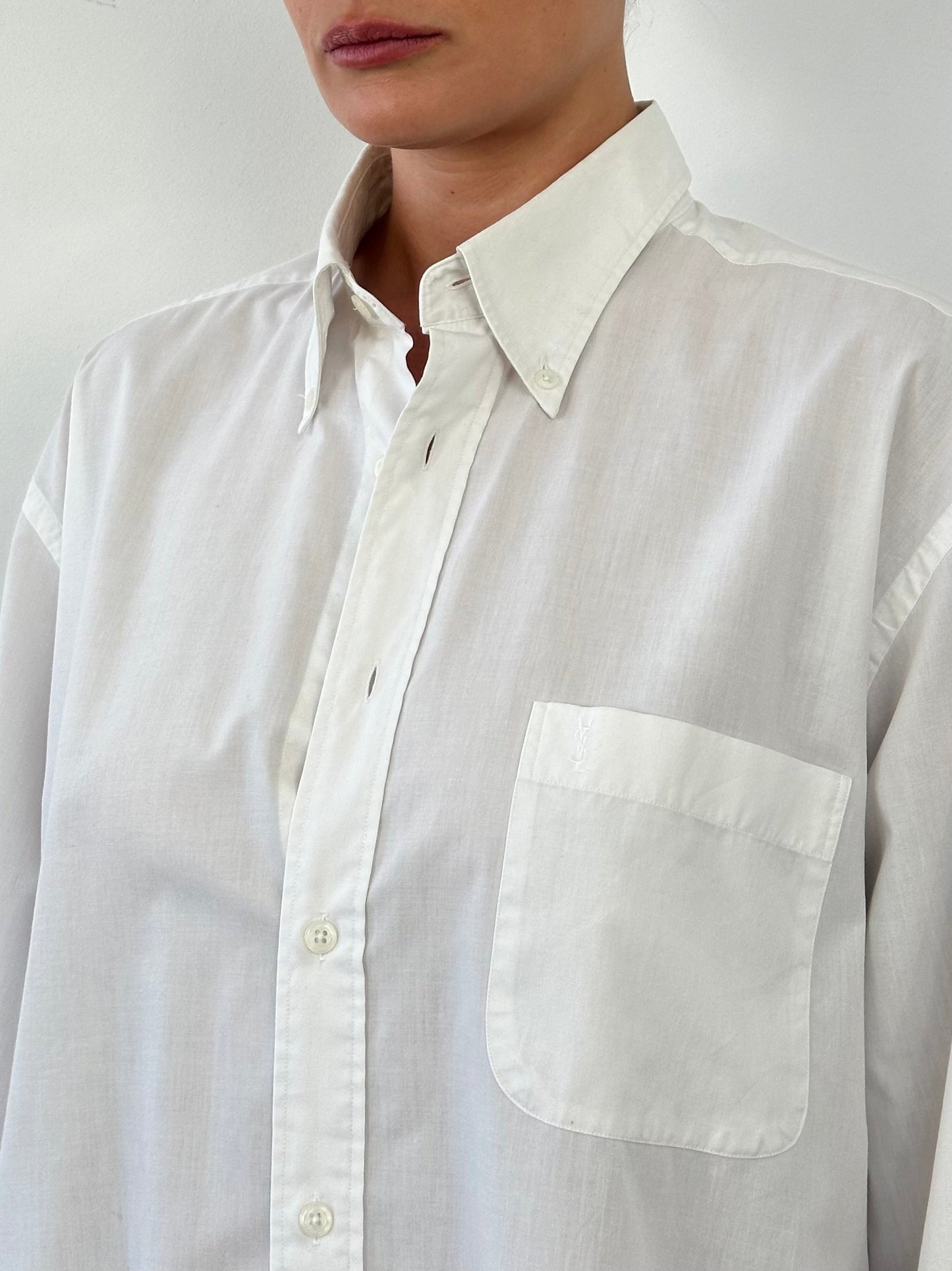 Yves Saint Laurent 90s Cotton Logo Shirt - XL