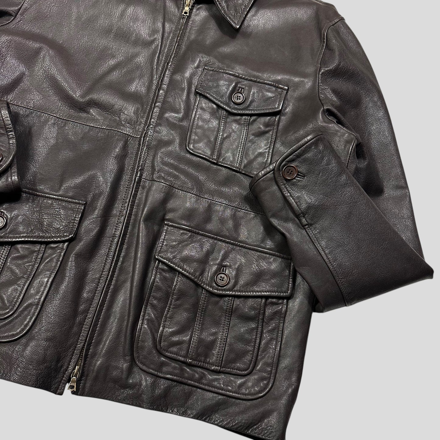 Paul Smith 00’s Multipocket Leather Nylon Lined Jacket - L/XL