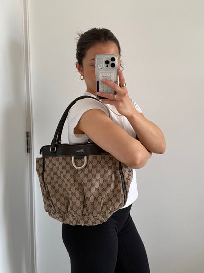 Vintage 90s Gucci Monogram GG Handbag | O/S, Brown