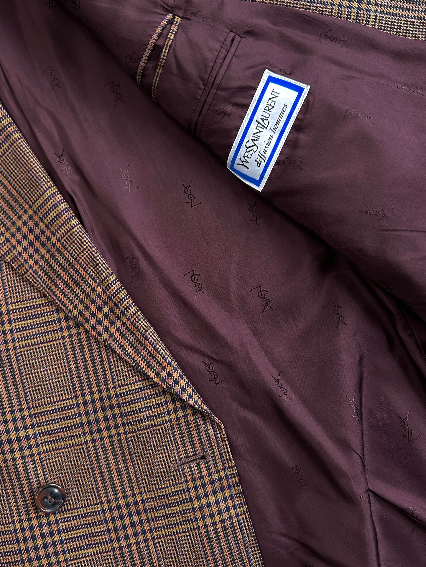 Yves Saint Laurent Diffusion Hommes 1980s Check Wool Blazer - 42R/XL