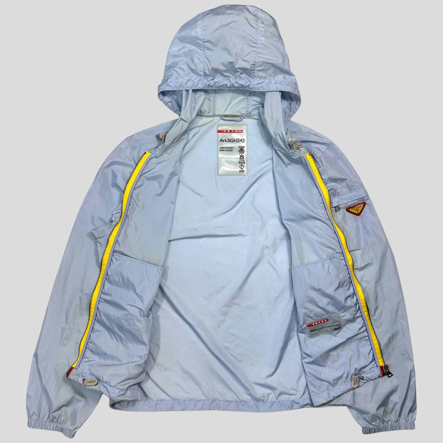 Prada Milano 2010 Baby Blue Contrast Plaque Logo Windbreaker - L | Default Title, Multicoloured