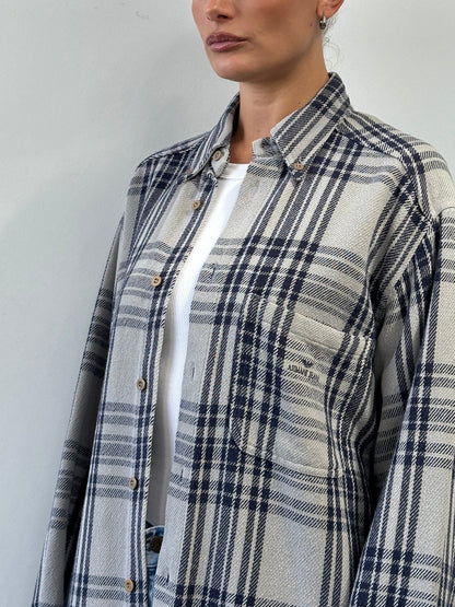 Armani Jeans Check Flannel Pure Cotton Logo Shirt - L/XL