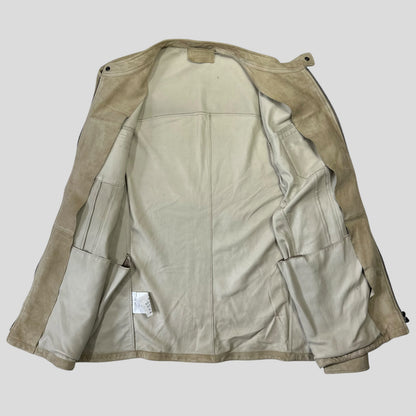 Prada Milano 2007 Suede Leather Double Pocket Logo Jacket - IT56 | Default Title, Cream
