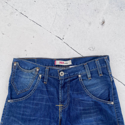 vintage 503 levis buckleback shorts | Blue, Blue