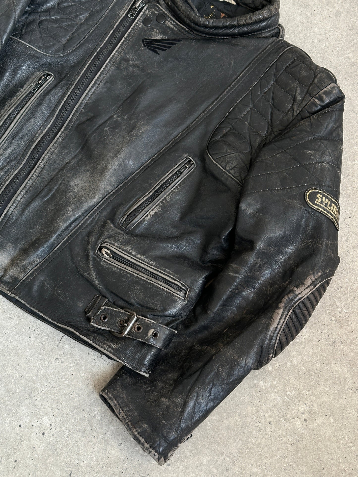 Vintage Motorcycle Distressed Leather Jacket - M/L
