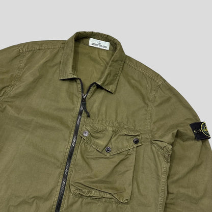 Stone Island SS21 Khaki Green Canvas Overshirt - M
