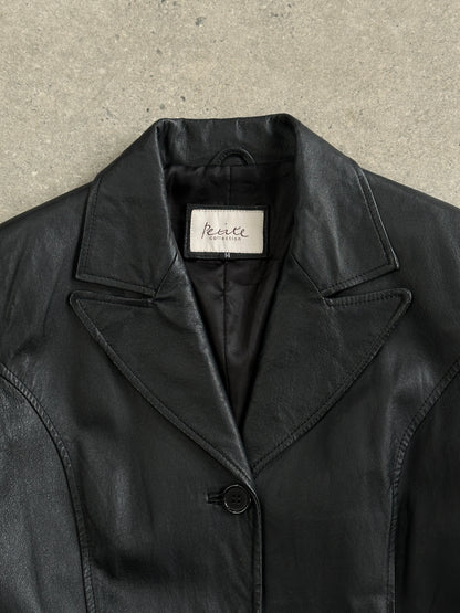 Vintage 1990s Floor Length Leather Trench Coat - S/M