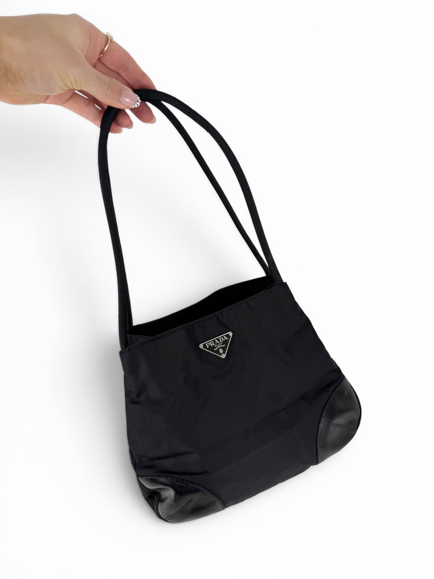 2000s Prada Milano Nylon Mini Tote Bag | O/S, Black