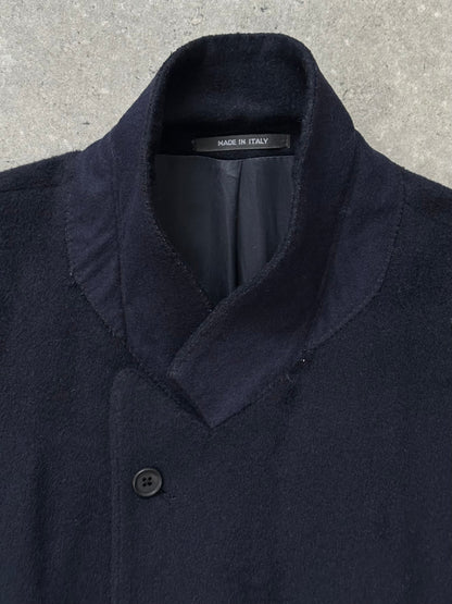 Italian Vintage 1990s Wool Double Breasted High Neck Coat - XL/XXL