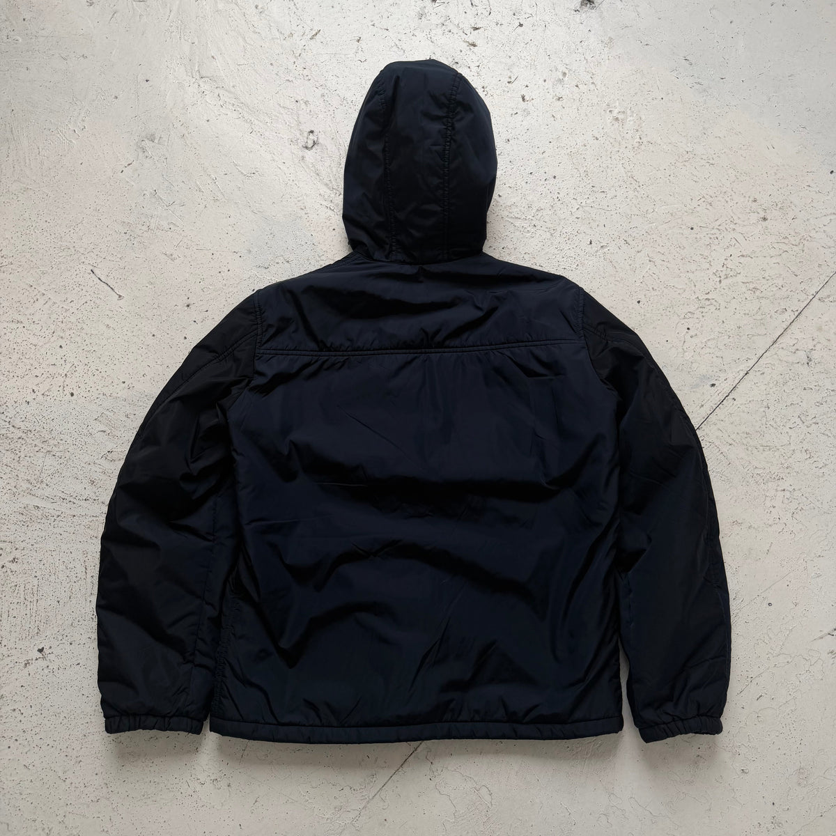 2000s prada mainline iridescent hooded padded jacket | O/S, Navy