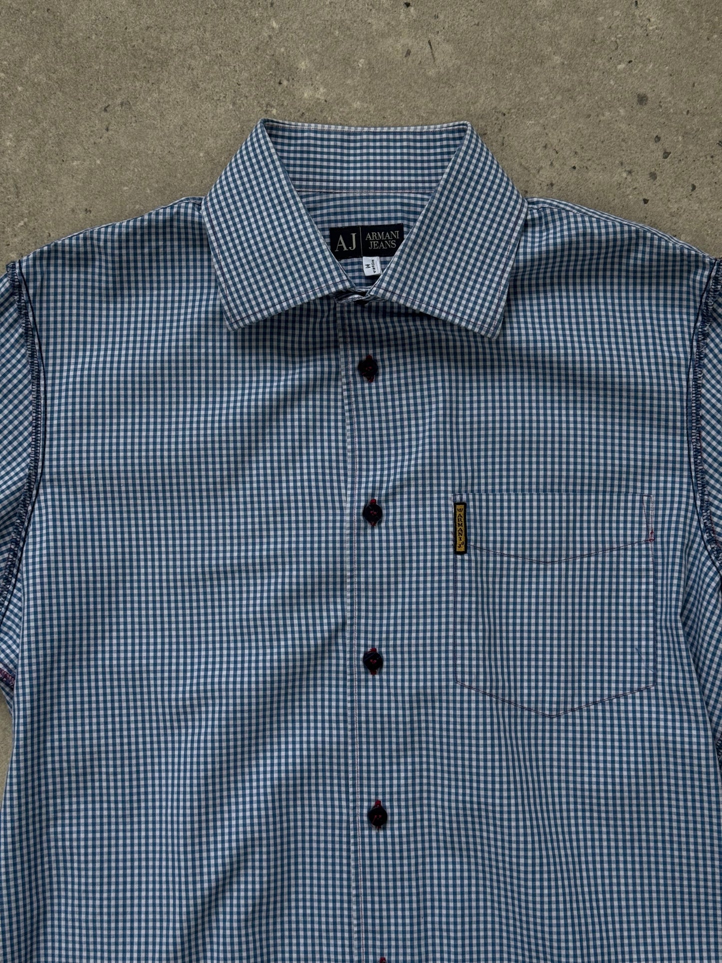 Armani Jeans 2000s Pure Cotton Gingham Reverse Stitch Shirt - M