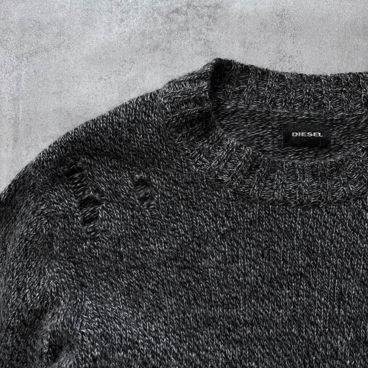 DIESEL DISTRESSED KNIT JUMPER | O/S, Grey