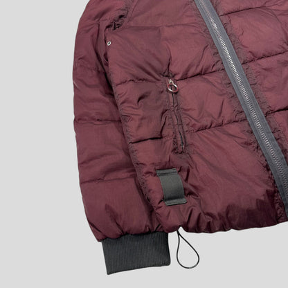 Armani Jeans 00’s Opaque Burgundy Nylon Down Puffer Jacket - L