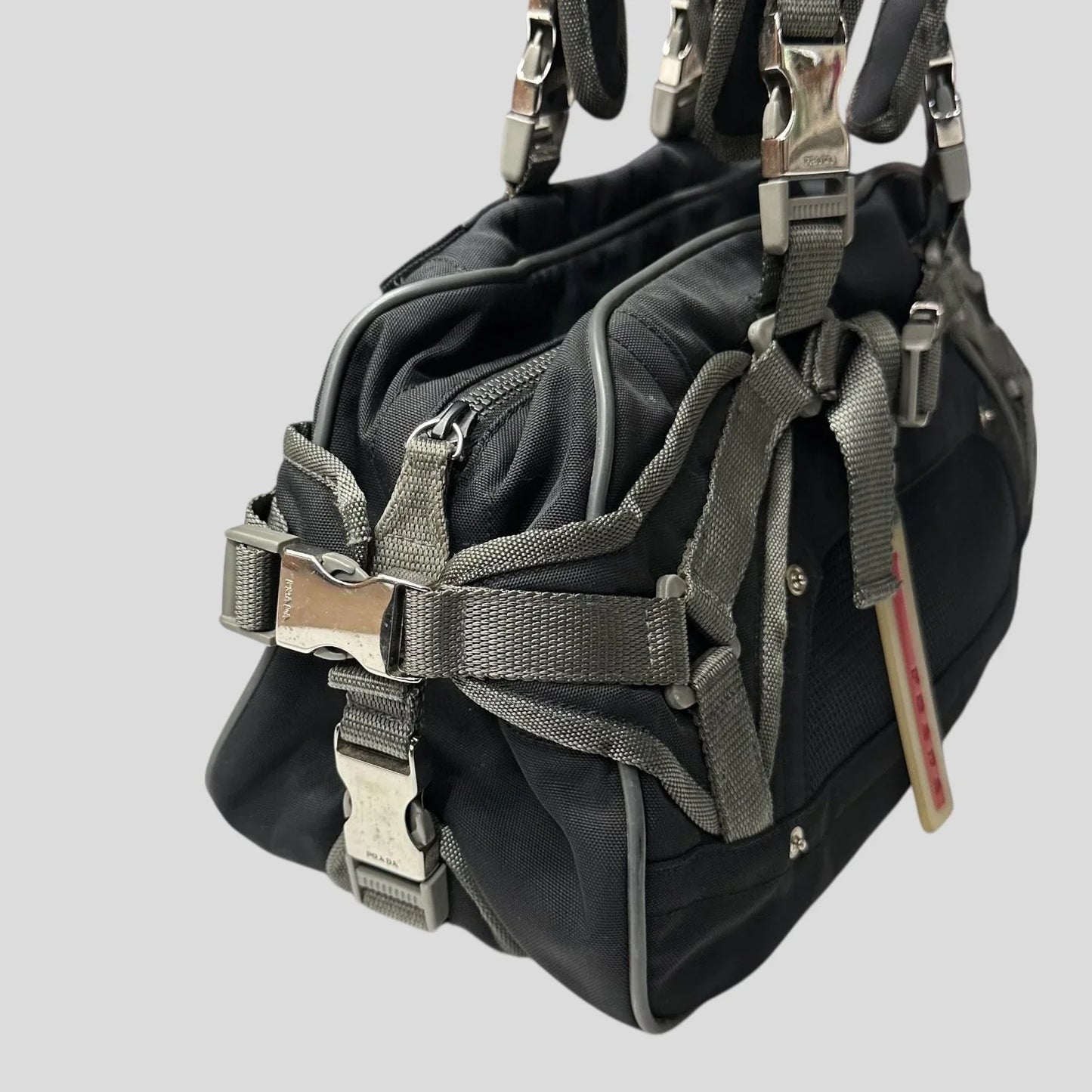 Prada Sport 00’s Lightning Strap Bondage Metal Buckle Mesh + Nylon Bag