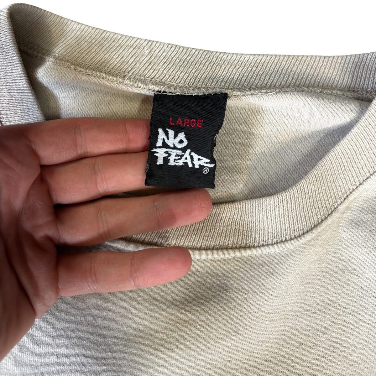 No Fear 90’s Longsleeve T Shirt L | Large, Cream