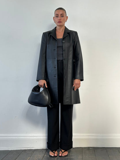 Vintage Leather Trench Coat - M