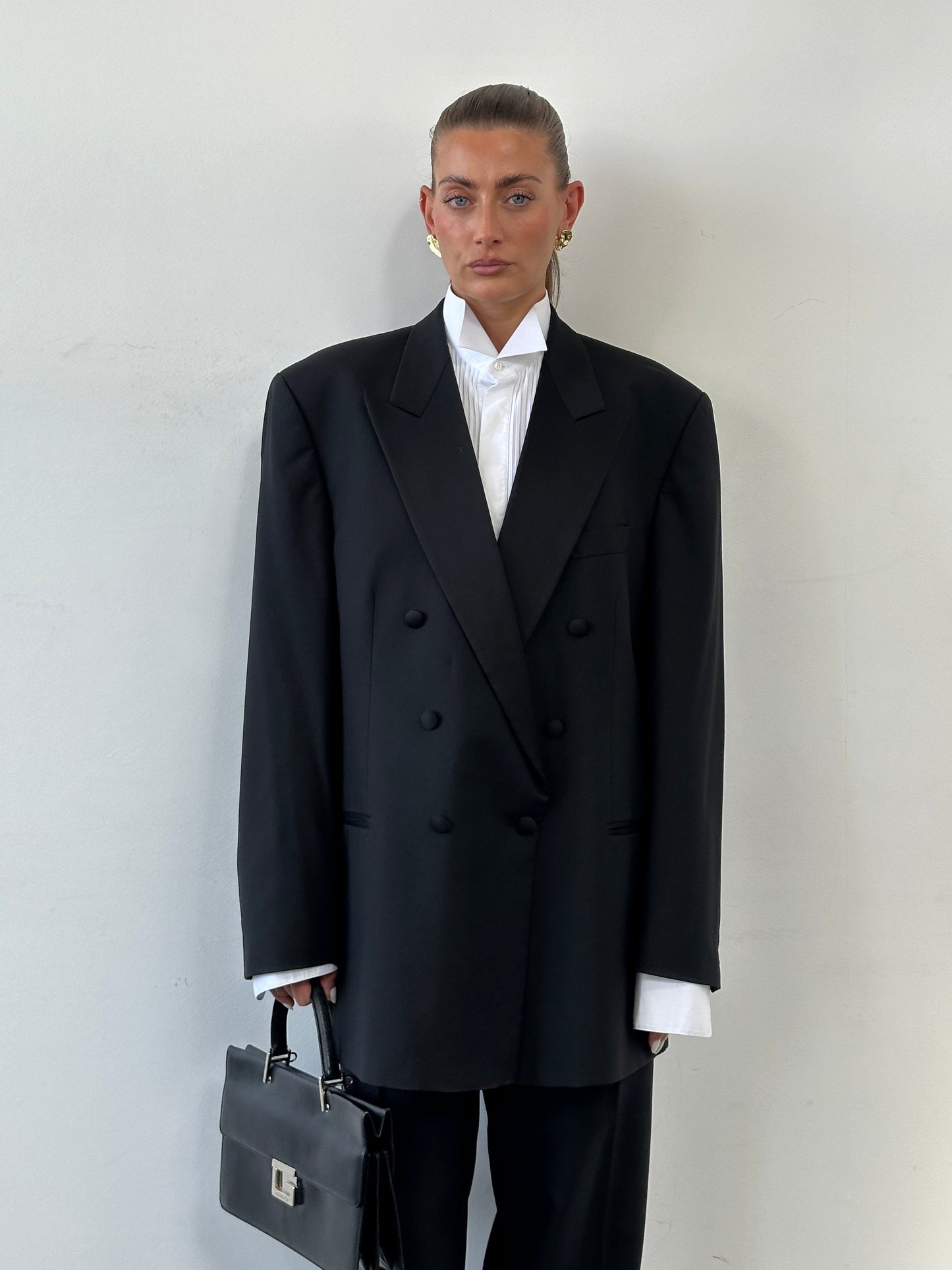 Vintage 1990s Tuxedo Pure Wool Double Breasted Suit - 46R/W34-36