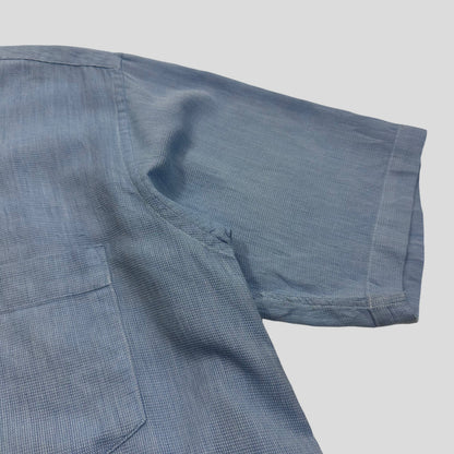 Issey Miyake 00’s Textured Cotton Shirt - M/L | Medium, Blue