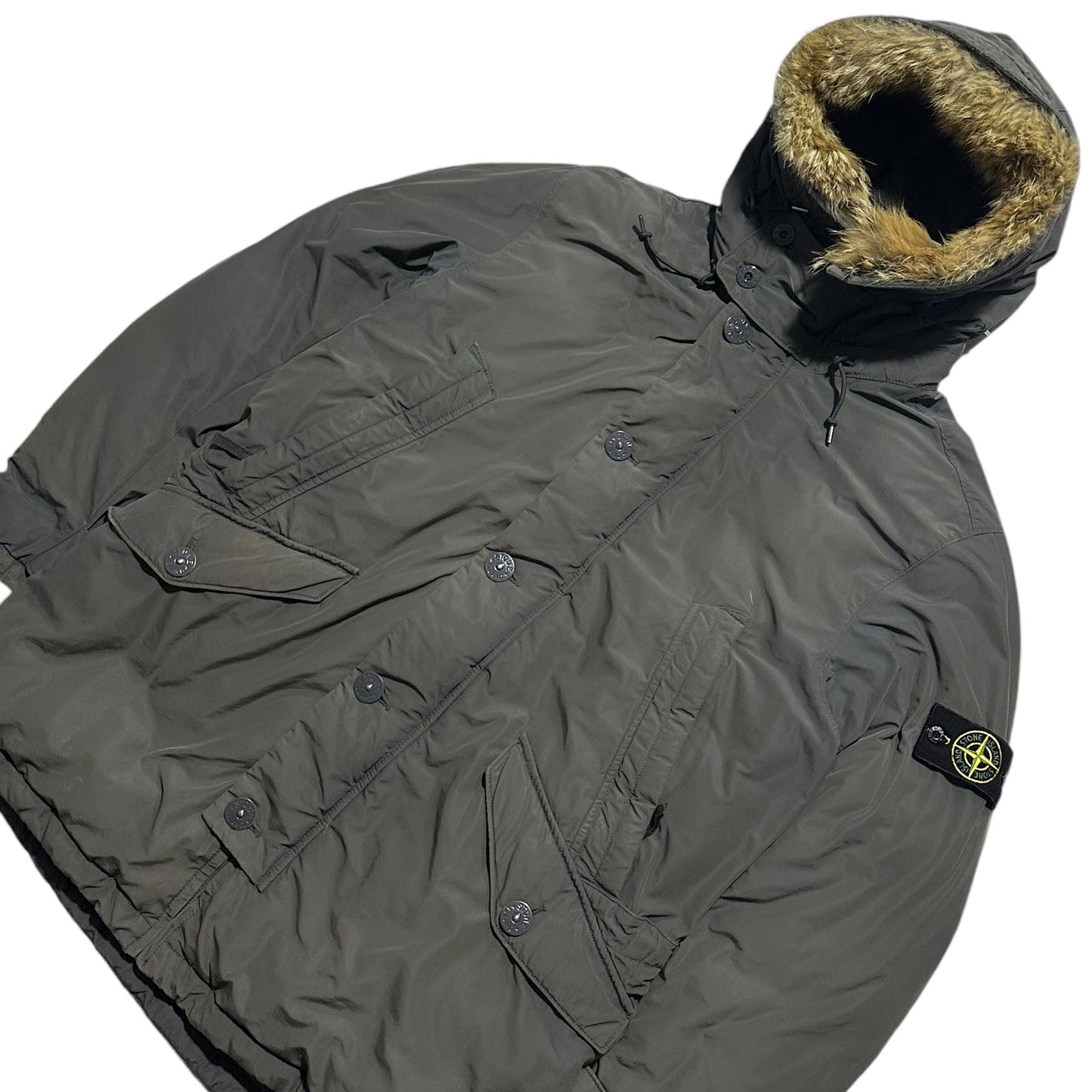 Stone Island Micro Reps Down Parka Jacket with Removable Fur Hood