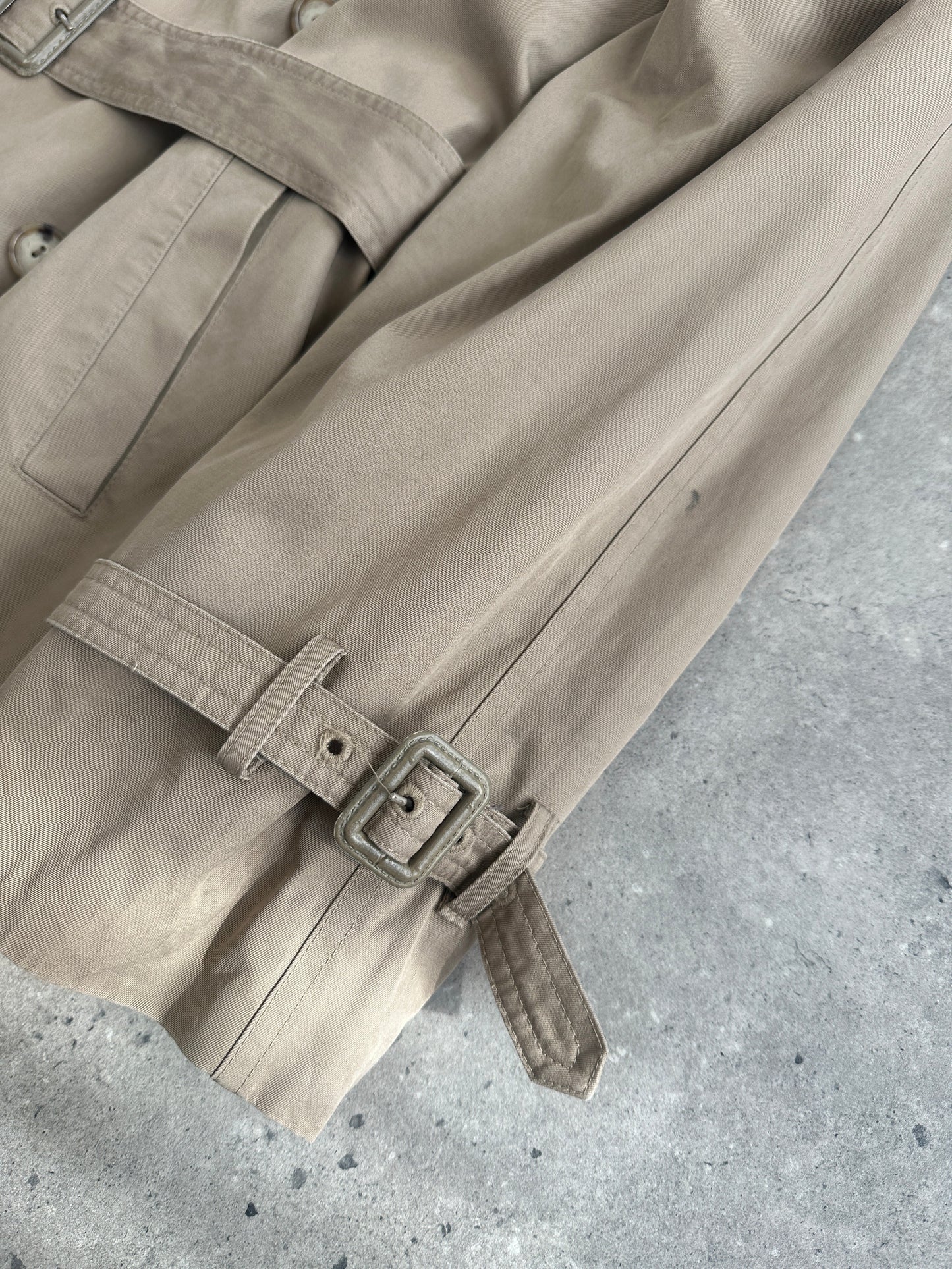 Yves Saint Laurent 80s Pure Cotton Double Breasted Belted Trench Coat - XL