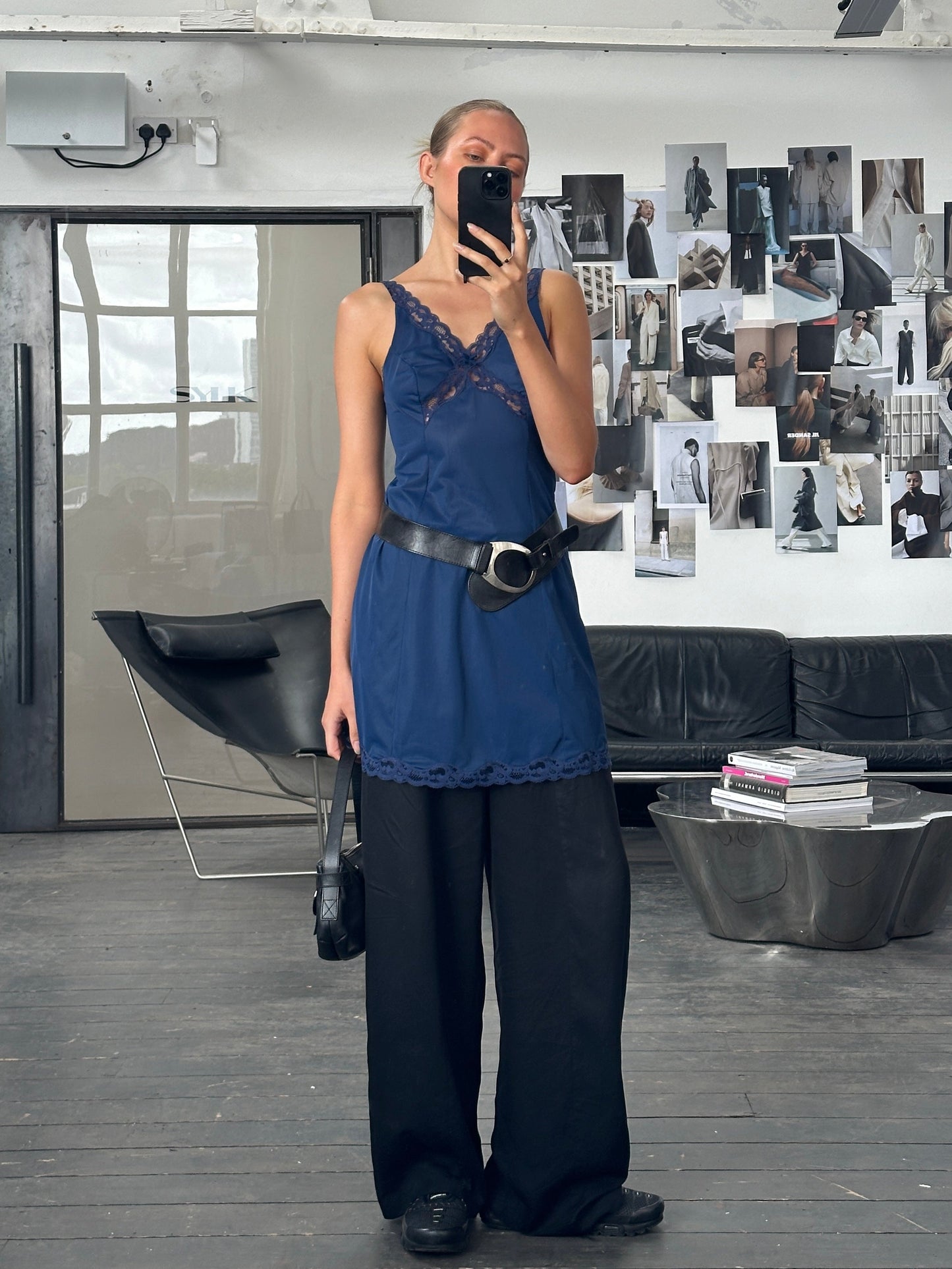 Vintage 1980s Lace Sheer Mini Slip Dress - S