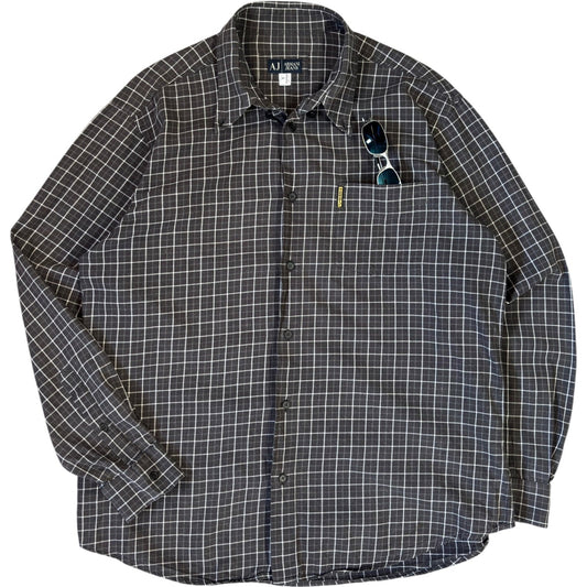 Armani Jeans 00’s Checkered Long Sleeve Shirt L | Large, Grey