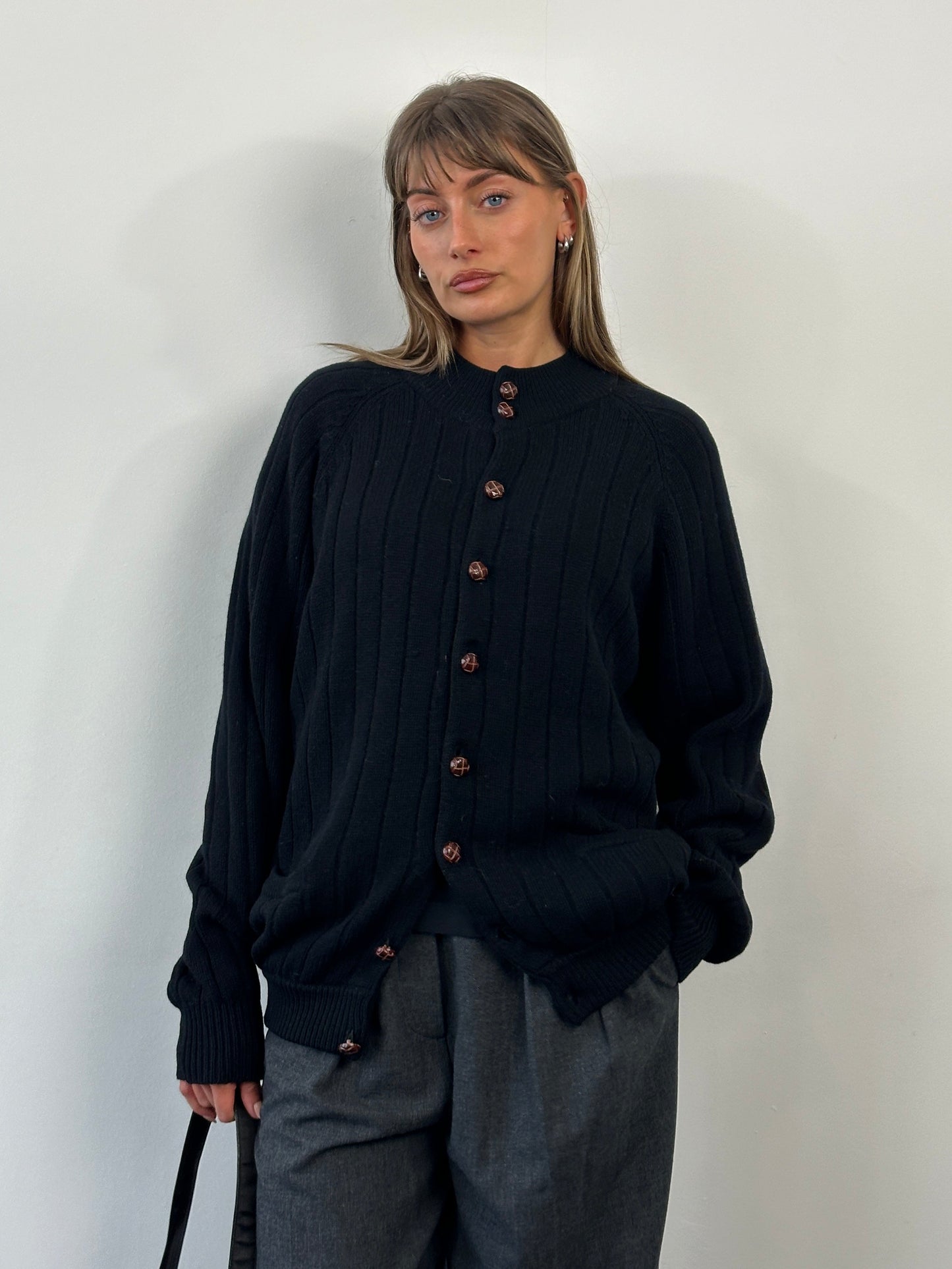 Vintage 2000s Pure Lambswool Knitted Cardigan - XL