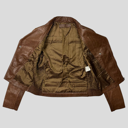 Neil Barrett 2012 Leather Padded Brown Multipocket Moto Jacket - S | Default Title, Brown