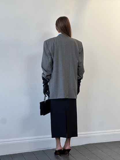 Christian Dior Monsieur 1980s pure wool houndstooth blazer, men's 44R/XL, classic tailored style with notch lapels and structured fit.