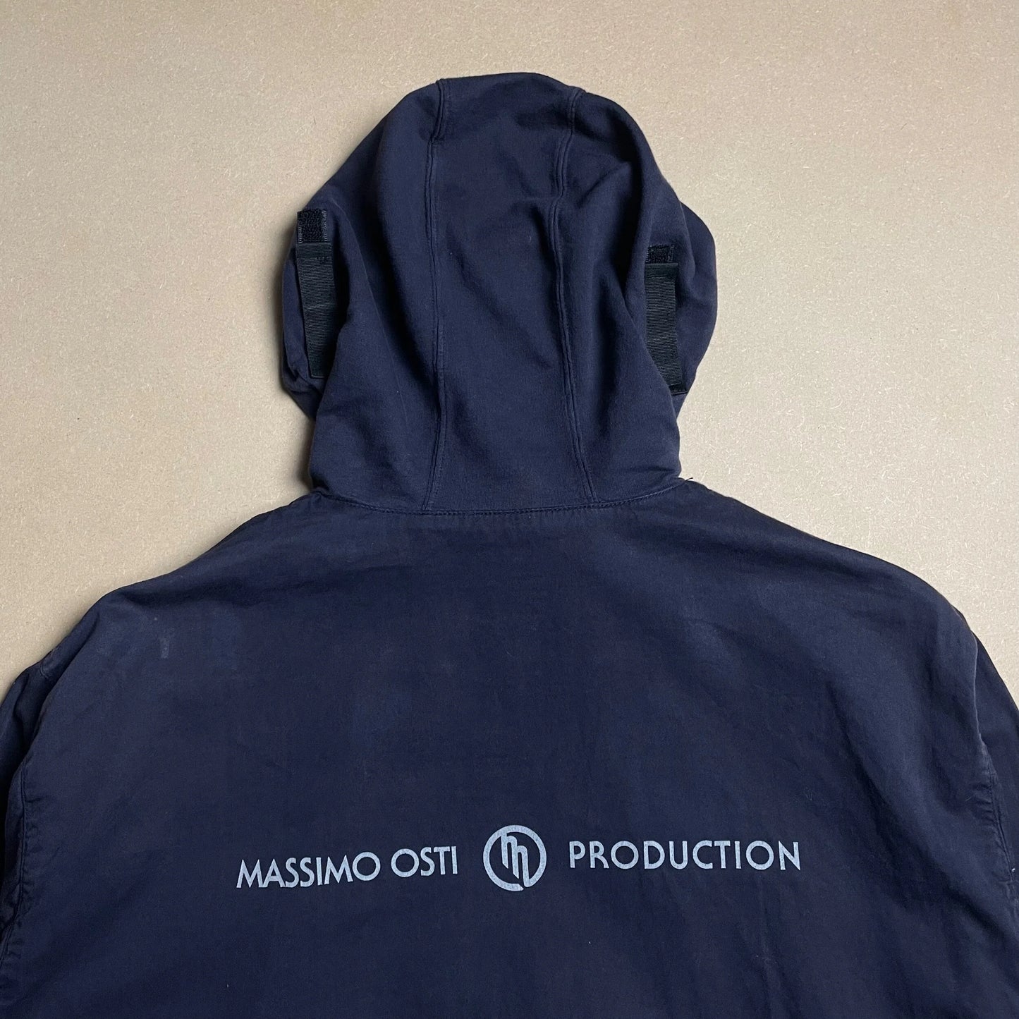90s Massimo Osti Production Navy Built In 3M Smog Mask Hooded Jacket