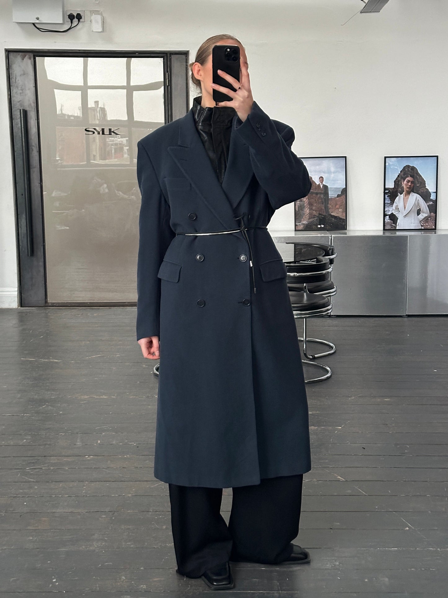 Moschino 1990s Pure Wool Double Breasted Coat - XL/XXL