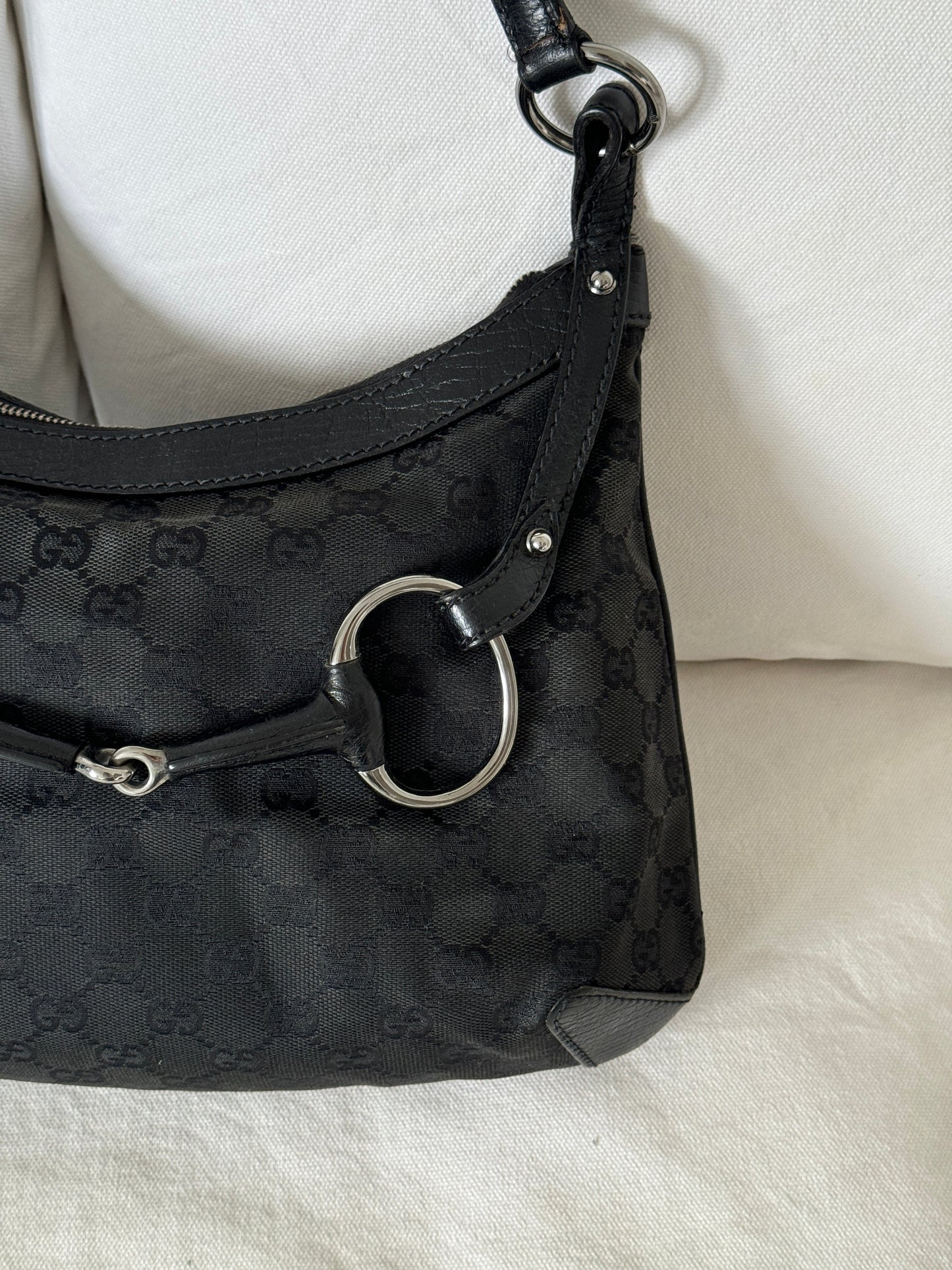 1990s Gucci Black Monogram Horsebit 1955 Shoulder Bag | O/S, Multicoloured