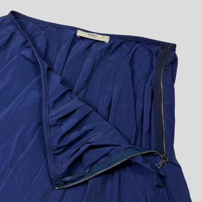Prada 2006 Blue Nylon Shimmer Pleated Zip Flare Skirt - IT40 (UK8) | Default Title, Blue