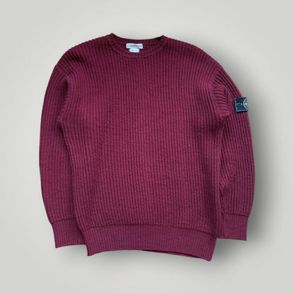 1980's Stone Island Lana Wool Knitted Jumper L | O/S, Burgundy
