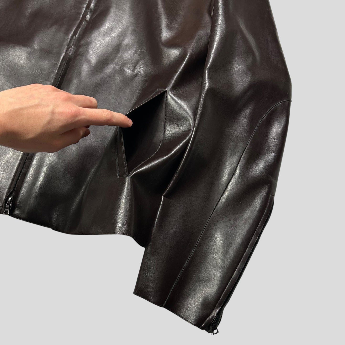 Neil Barrett AW00 PVC & Wool Leather Like Moto Jacket - L/XL | Default Title, Glossy Black