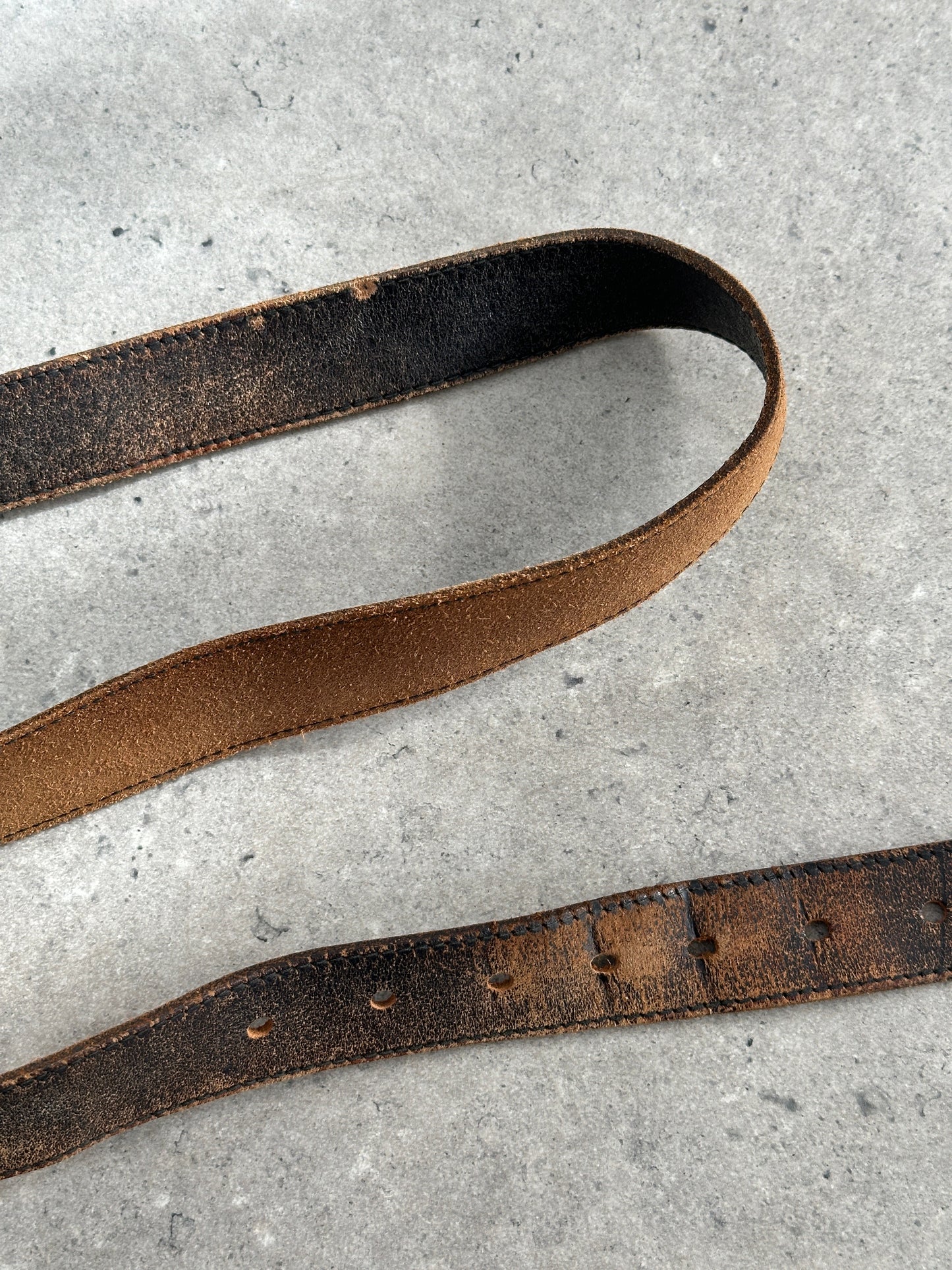 Vintage 1980s Distressed Leather Belt - W27-35
